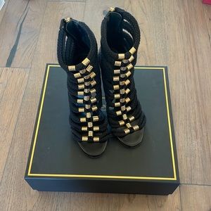Balmain X H&M Black Gold Braided Rope Pumps